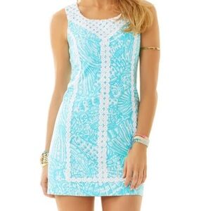 Lilly Pulitzer Turquoise and Cream Textured Dress